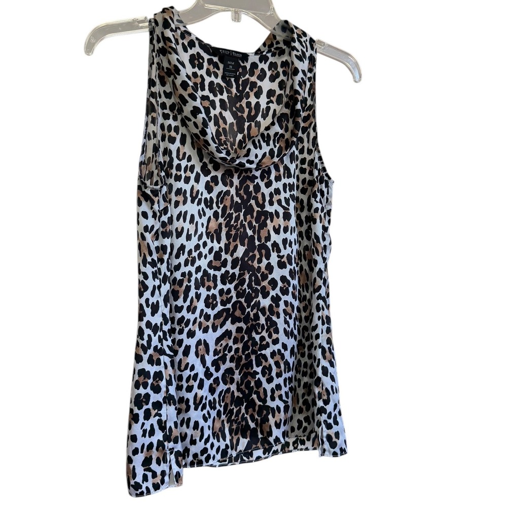 White House Black Market Silk Leopard Print Cowl Neck Tank Top Blouse M Maximal‎
